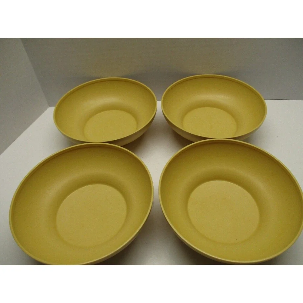 Vintage Tupperware Salad/Cereal Bowls 890 Harvest Gold Yellow Set of 4 VERY NICE